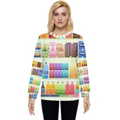Supermarket Shelf Products Snacks Hidden Pocket Sweatshirt by Cendanart