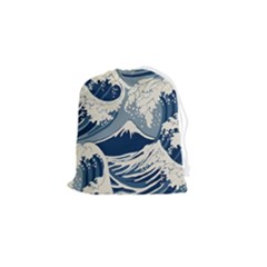 Japanese Wave Pattern Drawstring Pouch (small) by Cendanart