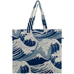 Japanese Wave Pattern Canvas Travel Bag by Cendanart