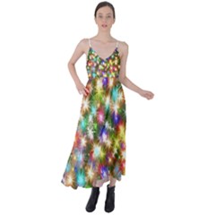 Star Colorful Christmas Abstract Tie Back Maxi Dress by Cendanart