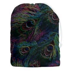 Peacock Feather Paradise Drawstring Pouch (3xl) by Cendanart