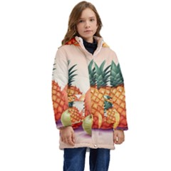 Fruit Pattern Apple Abstract Food Kids  Hooded Longline Puffer Jacket by Proyonanggan