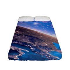 Earth Blue Galaxy Sky Space Fitted Sheet (full/ Double Size) by Cemarart