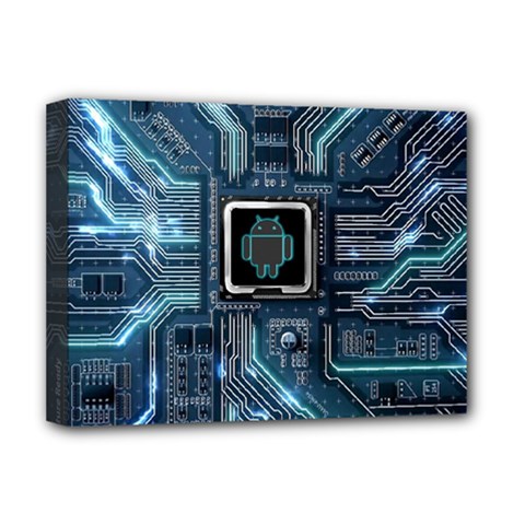 Circuit Board Motherboard Deluxe Canvas 16  X 12  (stretched)  by Cemarart