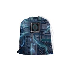 Circuit Board Motherboard Drawstring Pouch (medium) by Cemarart