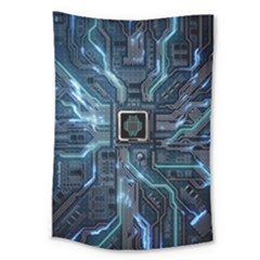 Circuit Board Motherboard Large Tapestry by Cemarart