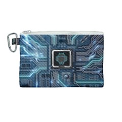Circuit Board Motherboard Canvas Cosmetic Bag (medium) by Cemarart