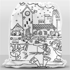 Colouring Page Winter City Skating Drawstring Bag (large) by Hannah976