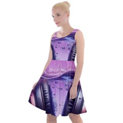 Headphones Sound Audio Music Radio Knee Length Skater Dress by Hannah976