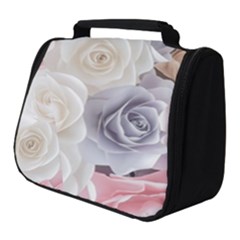 Pastel Rose Flower Blue Pink White Full Print Travel Pouch (small) by Cemarart