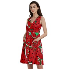 Summer Watermelon Fruit Sleeveless Dress With Pocket by Cemarart