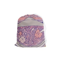 Ramen Kawaii Aesthetic Pink Drawstring Pouch (medium) by Cemarart