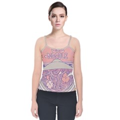 Ramen Kawaii Aesthetic Pink Velvet Spaghetti Strap Top by Cemarart