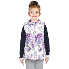 Flower-floral-design-paper-pattern-purple-watercolor-flowers-vector-material-90d2d381fc90ea7e9bf8355 Kids  Hooded Puffer Vest by saad11