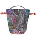 Wing on abstract delta Drawstring Bucket Bag View2