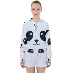 Cute Panda Love Animal Women s Tie Up Sweat by Ndabl3x