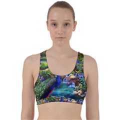 Peacocks In Garden Back Weave Sports Bra by Ndabl3x