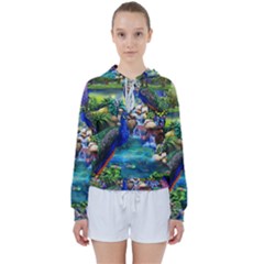 Peacocks In Garden Women s Tie Up Sweat by Ndabl3x