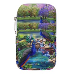 Peacocks In Garden Waist Pouch (large) by Ndabl3x