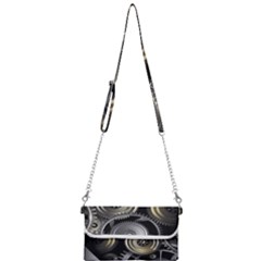 Abstract Style Gears Gold Silver Mini Crossbody Handbag by Cemarart