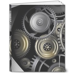 Abstract Style Gears Gold Silver 8  X 10  Softcover Notebook by Cemarart