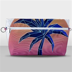 Abstract 3d Art Holiday Island Palm Tree Pink Purple Summer Sunset Water Handbag Organizer by Cemarart