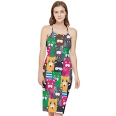 Cat Funny Colorful Pattern Bodycon Cross Back Summer Dress by Grandong