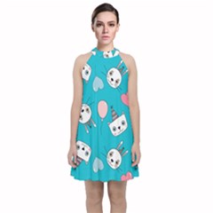 Cat Bunny Velvet Halter Neckline Dress  by Grandong