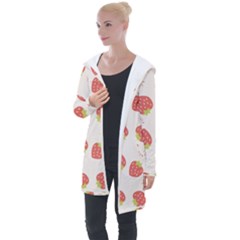 Strawberries Pattern Design Longline Hooded Cardigan by Grandong