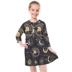 Star Colorful Christmas Abstract Art Kids  Quarter Sleeve Shirt Dress by Grandong