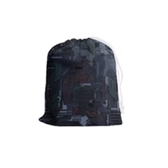 Abstract Tech Computer Motherboard Technology Drawstring Pouch (medium) by Cemarart