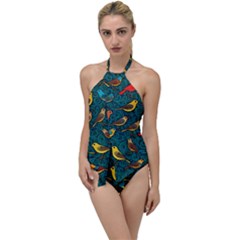 Bird Pattern Colorful Go With The Flow One Piece Swimsuit by Cemarart