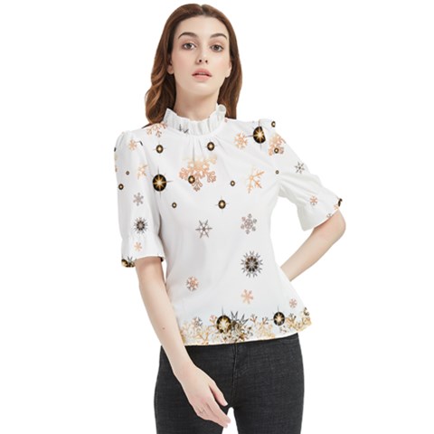Golden-snowflake Frill Neck Blouse by saad11