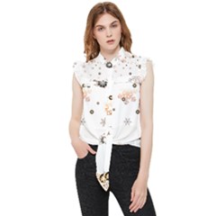 Golden-snowflake Frill Detail Shirt by saad11