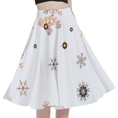 Golden-snowflake A-line Full Circle Midi Skirt With Pocket by saad11