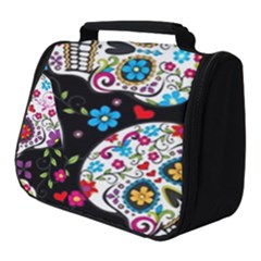 Sugar Skull Black Olorful Flower Full Print Travel Pouch (small) by Cemarart