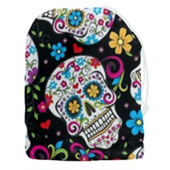Sugar Skull Black Olorful Flower Drawstring Pouch (3xl) by Cemarart
