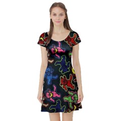 Dead Head Deadhead Grateful Dead Short Sleeve Skater Dress by Cemarart