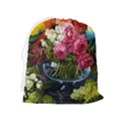 Flower And Parrot Art Flower Painting Drawstring Pouch (XL) View2