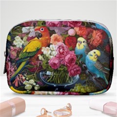 Flower And Parrot Art Flower Painting Make Up Pouch (small) by Cemarart