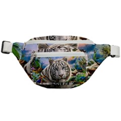 White Tiger Peacock Animal Fantasy Water Summer Fanny Pack by Cemarart
