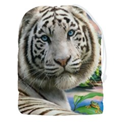 White Tiger Peacock Animal Fantasy Water Summer Drawstring Pouch (3xl) by Cemarart