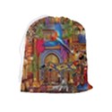 Arabian Street Art Colorful Peacock Tiger Man Parrot Horse Dancer Fantasy Drawstring Pouch (XL) View2