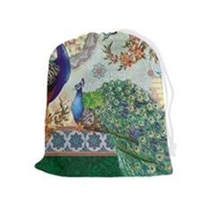 Royal Peacock Feather Art Fantasy Drawstring Pouch (xl) by Cemarart