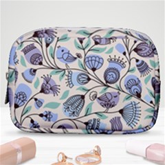 Bird Floral Blue Flower Retro Seamless Pattern Make Up Pouch (small) by Cemarart