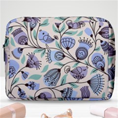 Bird Floral Blue Flower Retro Seamless Pattern Make Up Pouch (large) by Cemarart