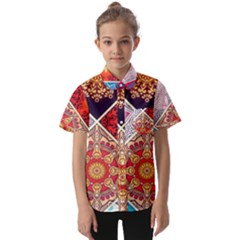 Mandala Pattern Kids  Short Sleeve Shirt by Ndabl3x