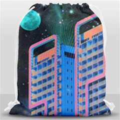 Fantasy City Architecture Building Cityscape Drawstring Bag (large) by Cemarart
