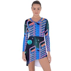 Fantasy City Architecture Building Cityscape Asymmetric Cut-out Shift Dress by Cemarart