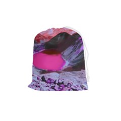 Late Night Feelings Aesthetic Clouds Color Manipulation Landscape Mountain Nature Surrealism Psicode Drawstring Pouch (medium) by Cemarart